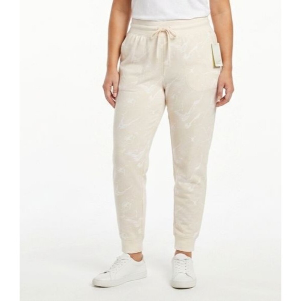 All In Motion French Terry Joggers Womens 2XL Cream Marble Sweatpants Pockets